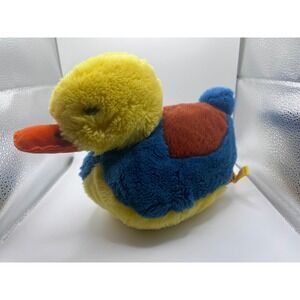 Vintage Steiff Cody Waggi Duck Plush 5380/26 1980s Colorful Woven W Button